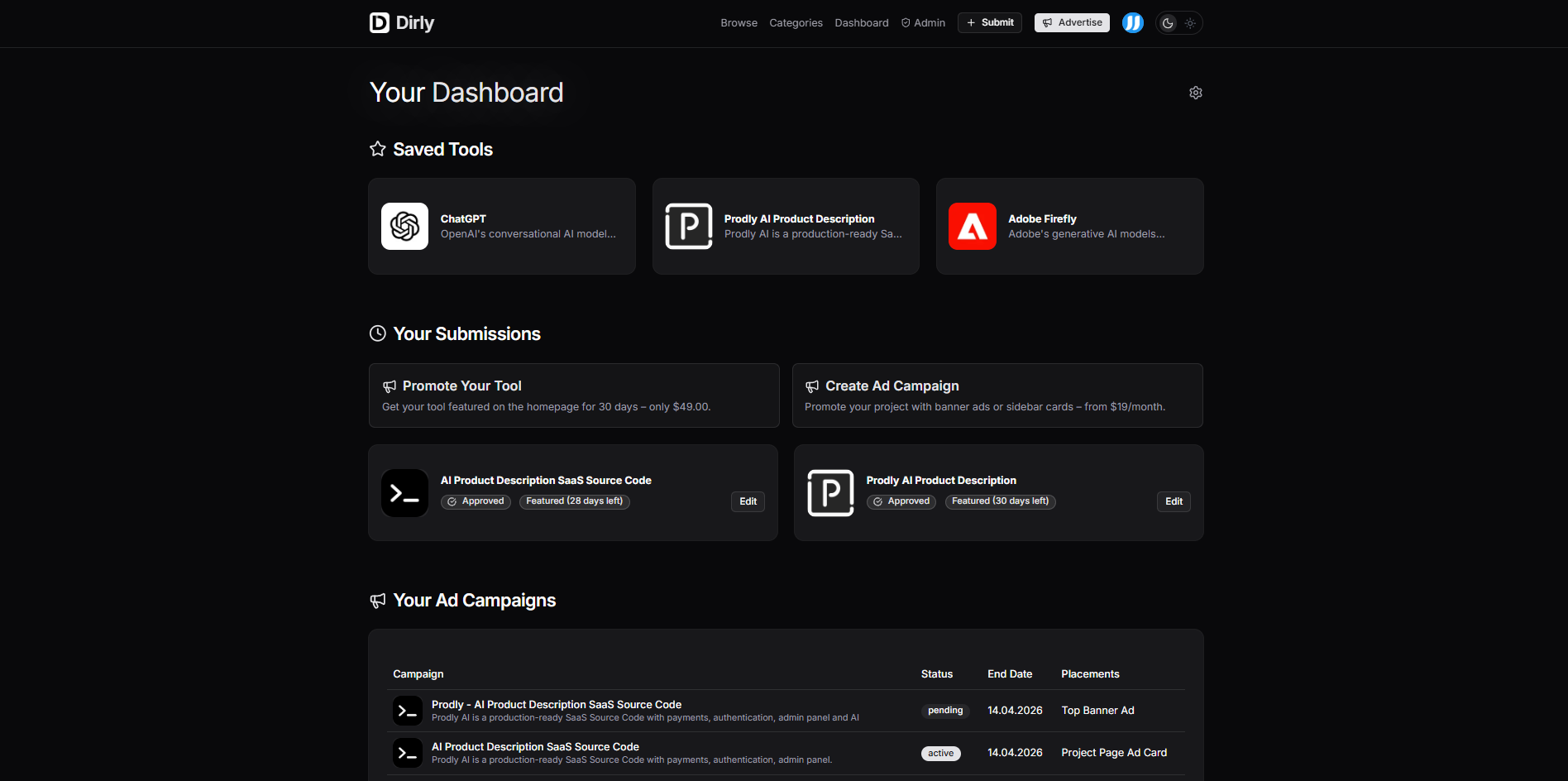 Dirly AI Tools Directory Ready-made SaaS gallery image