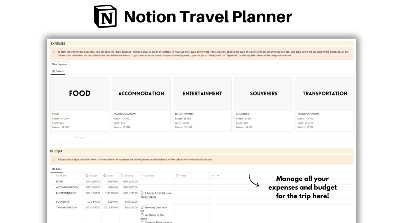 Notion Travel Planner gallery image