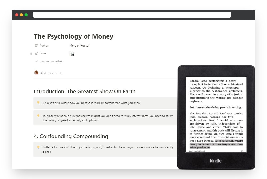 Ratón de biblioteca para la noción - Una integración entre Kindle y noción media 3