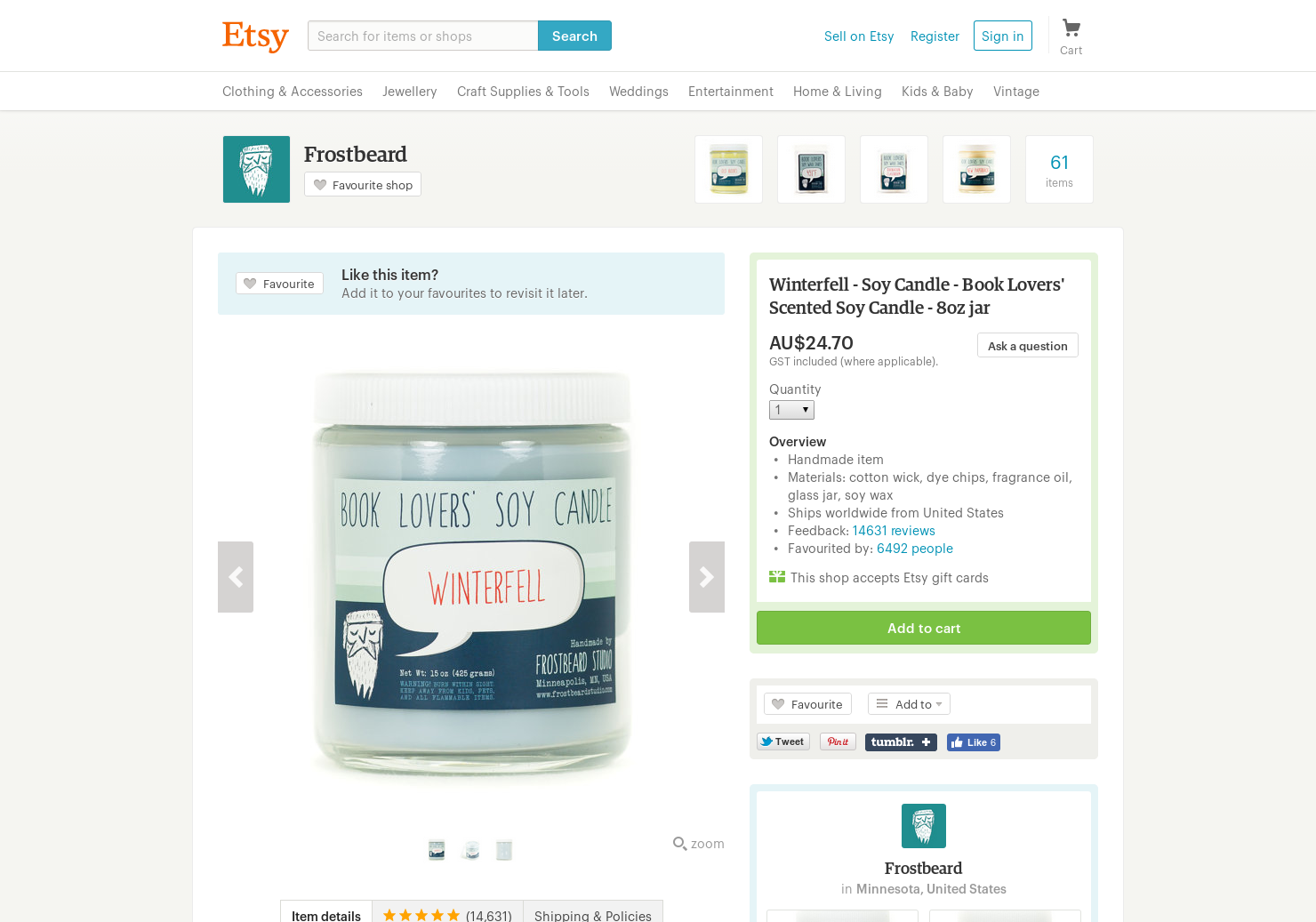 Winterfell Soy Candle
