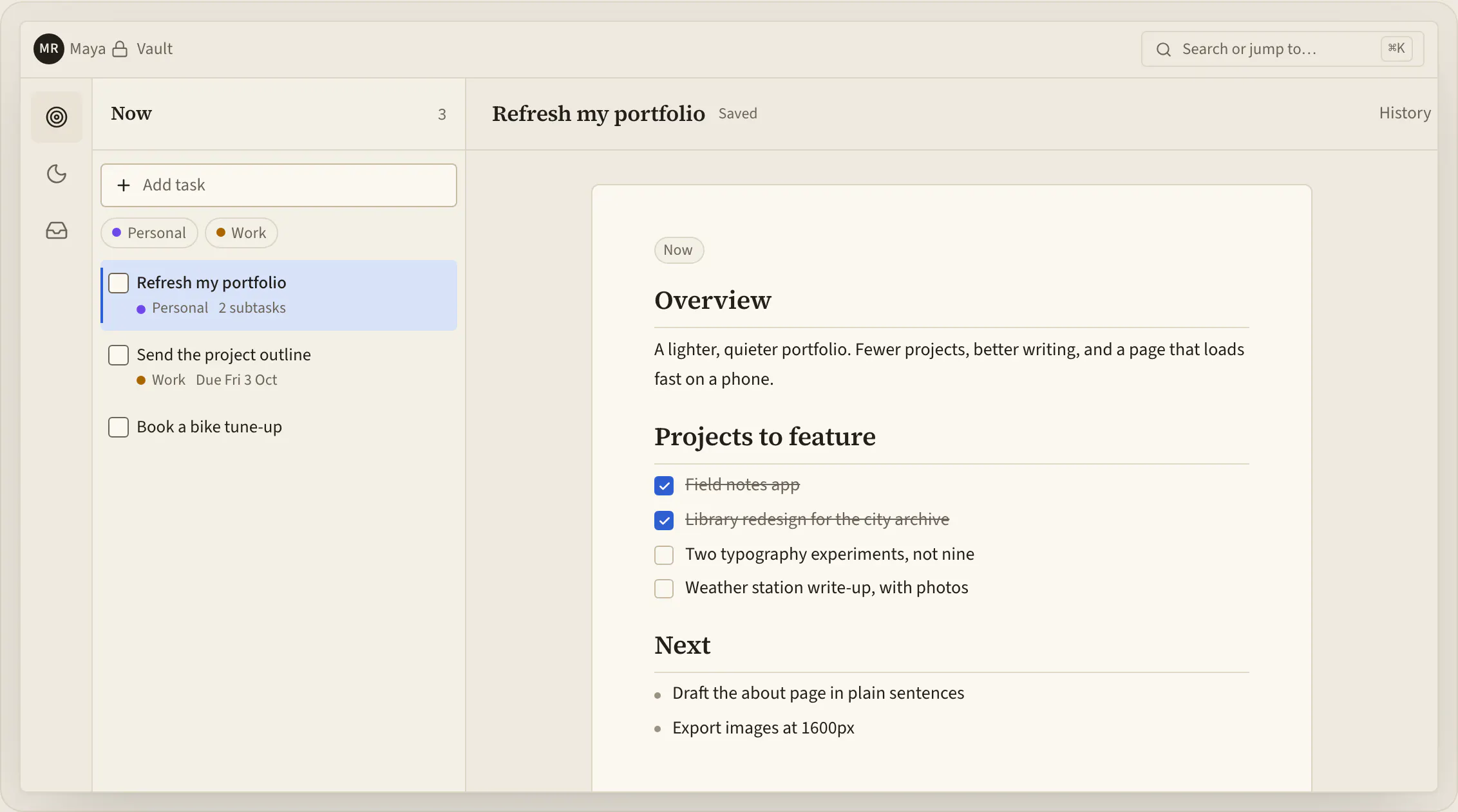 symplist - a calm task workspace gallery image