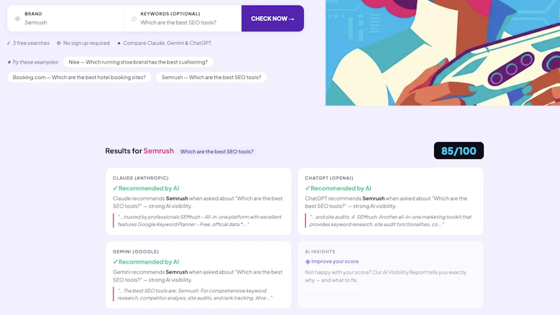 AEO GEO AI — Free AI Visibility Checker screenshot 1