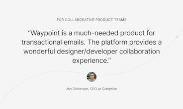 Waypointのノーコードテンプレートビルダーの一部を垣間見て、トランザクションメールを作成する際に製品チームのスムーズな連携をサポートしています。