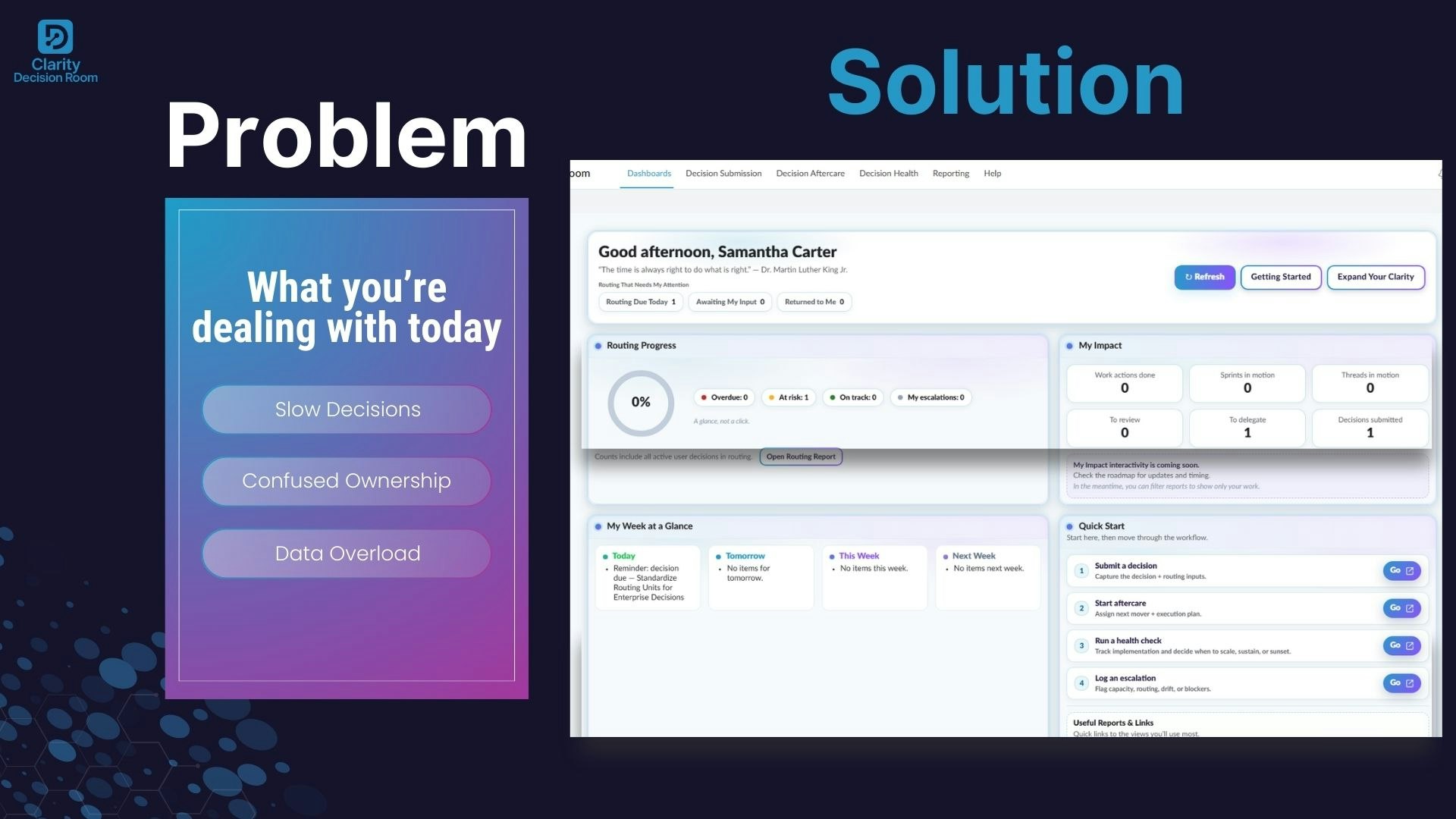Clarity Decision Room - Screenshot 3 showing product features and functionality