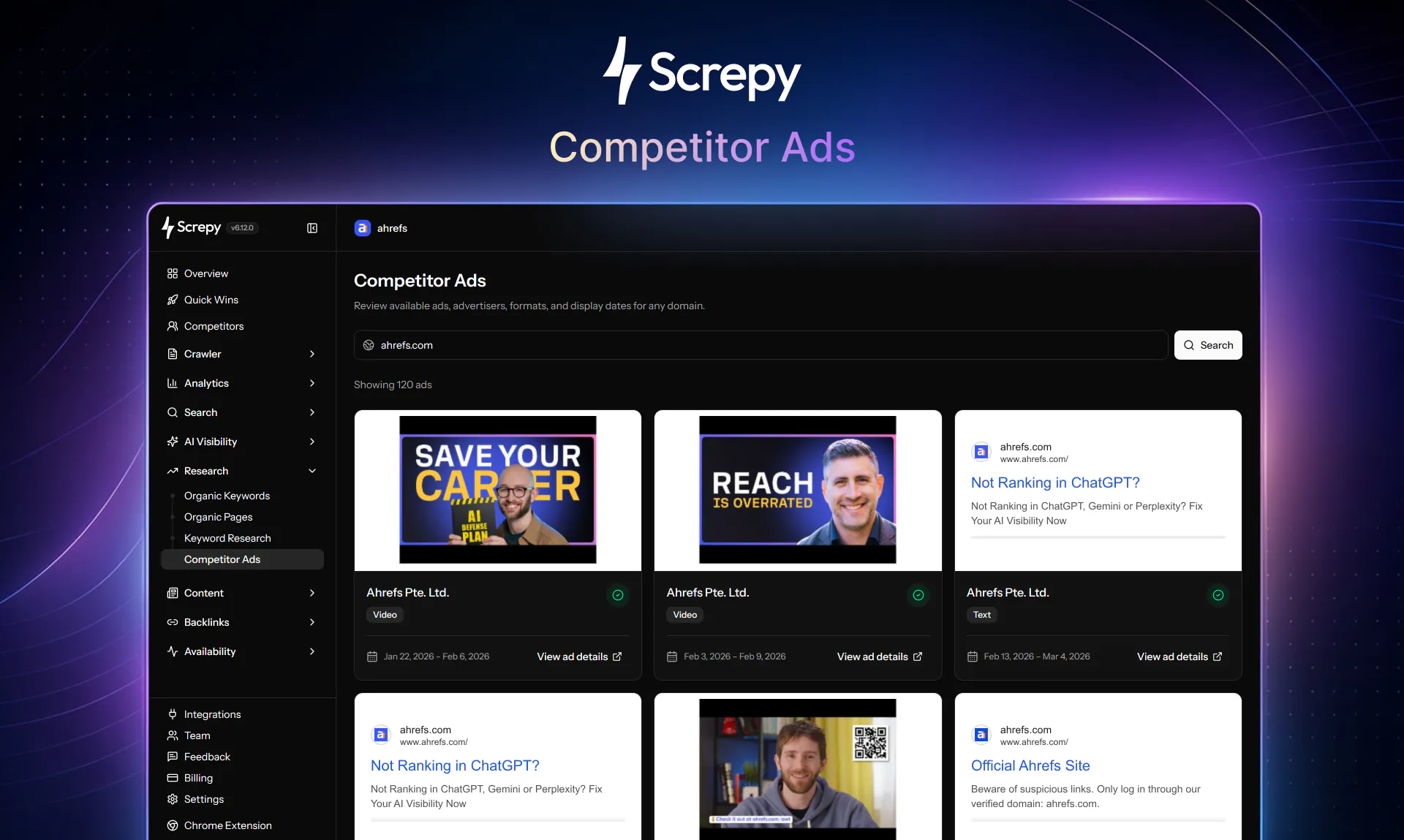 Competitor Ads by Screpy