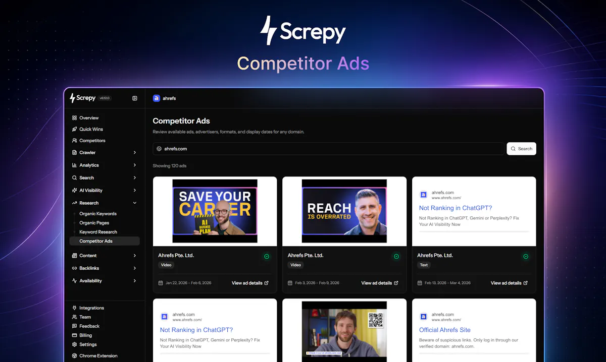 Competitor Ads by Screpy