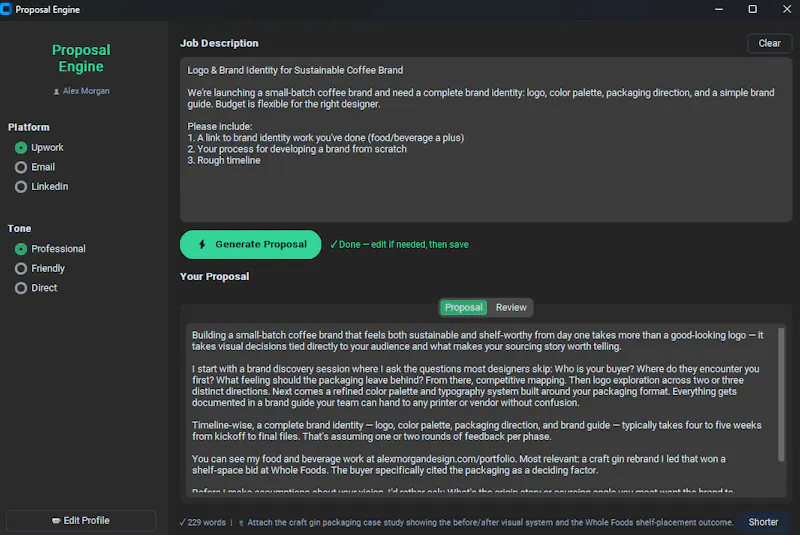 Proposal Engine screenshot 3