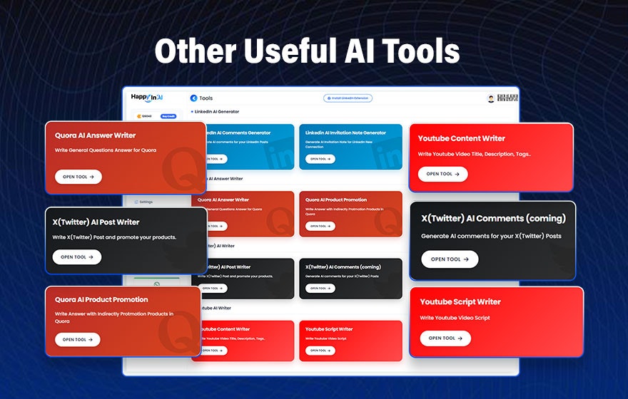 LinkedIn AI Comments Generator HappyInAI - Screenshot 5 showing product features and functionality