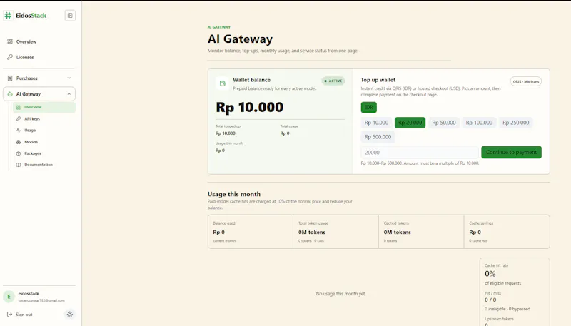 EidosStack AI Gateway screenshot 2