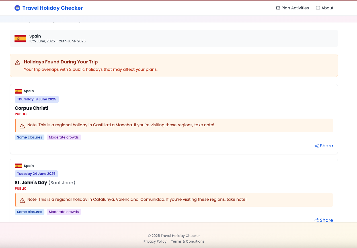 Travel Holiday Checker - Check public holidays for your trip media 2