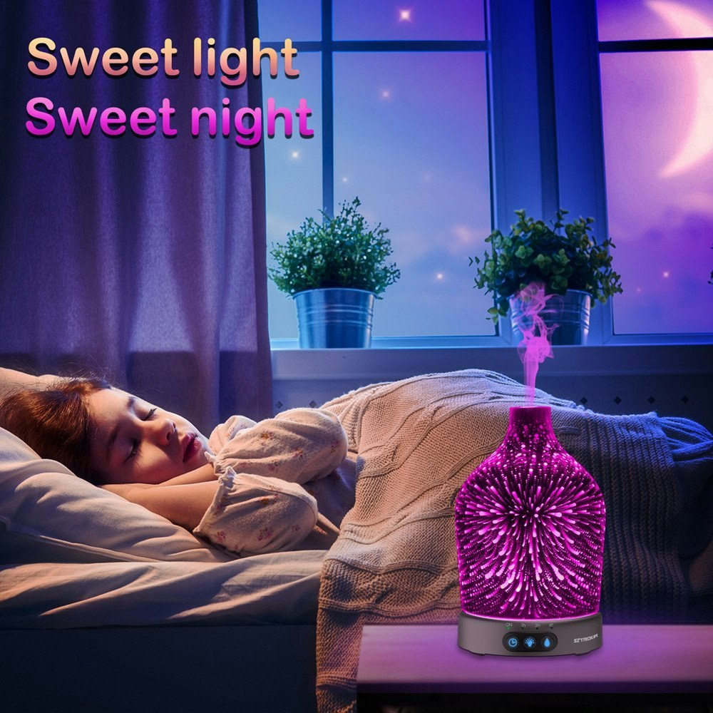 SZTROKIA 200ml Essential Oil Diffuser Humidifier, Metal Base,Ultrasonic Technology Cool Mist gallery image