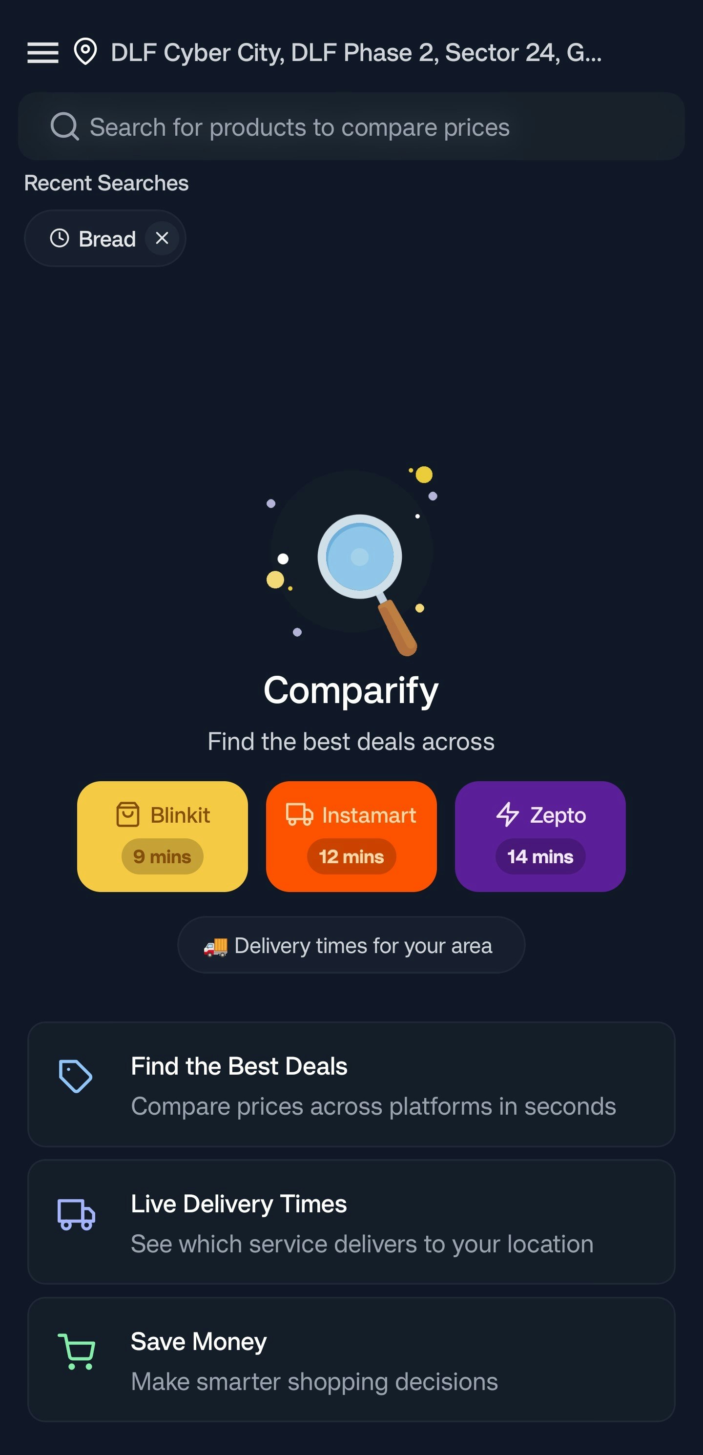 Comparify - One app to find the cheapest rides and groceries fast media 1