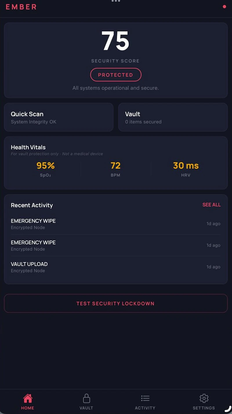 Ember — Emergency Privacy Protection screenshot 1