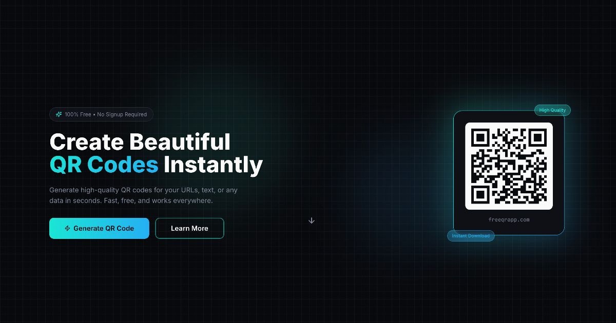 FreeQRApp - Main product screenshot demonstrating key features and user interface