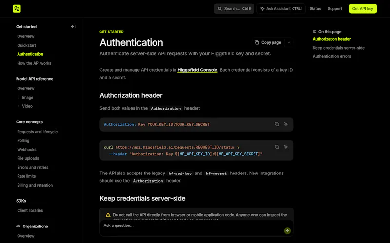 Higgsfield API screenshot 6