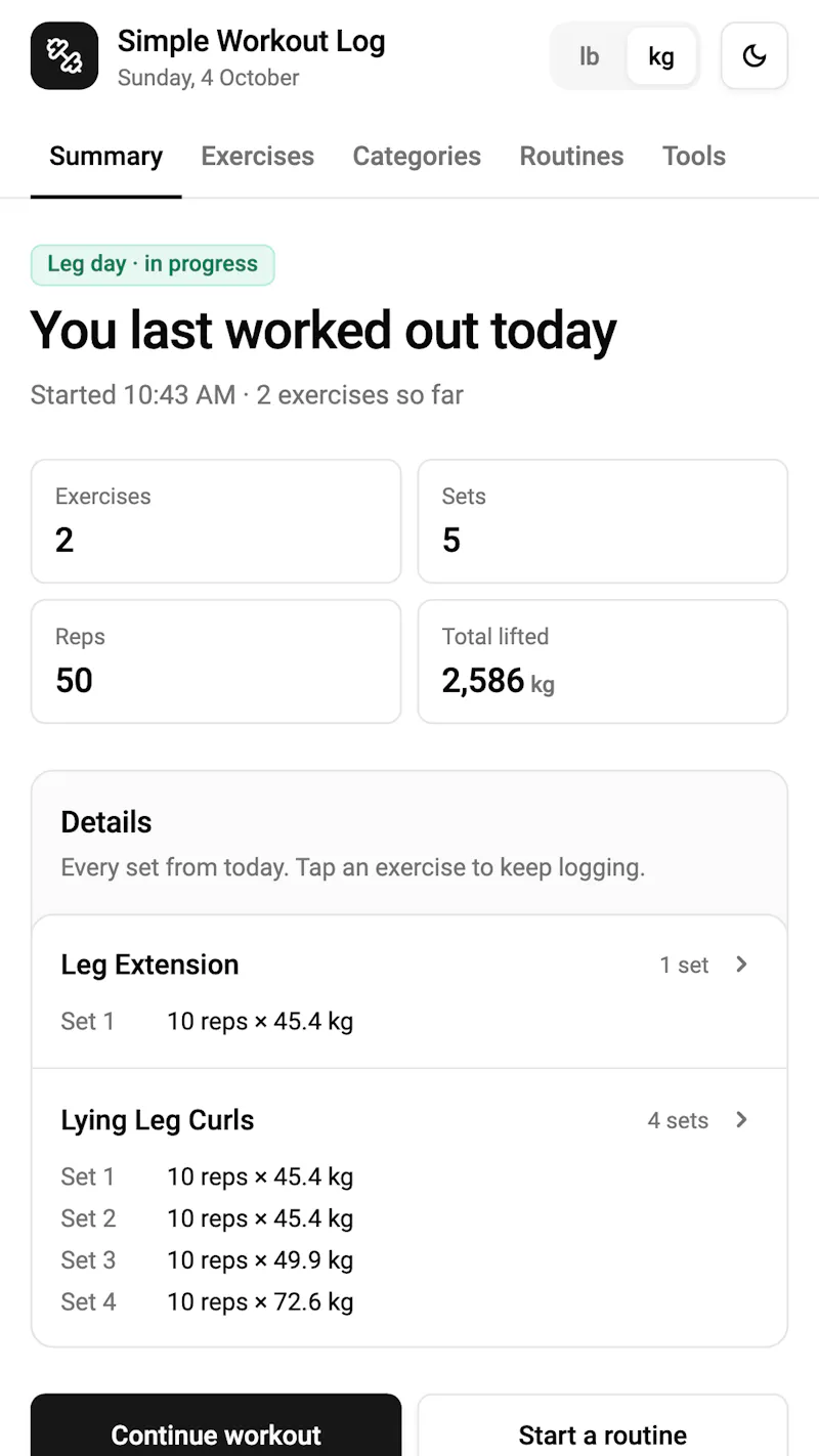 Simple Workout Log screenshot 6