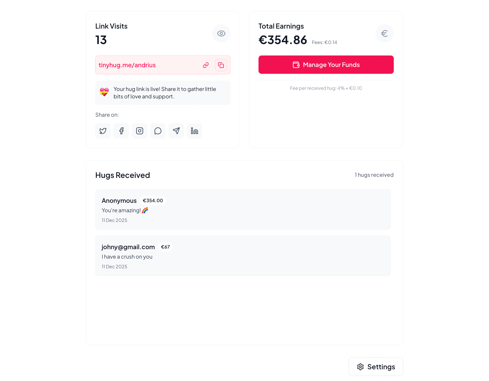 TinyHug - Screenshot 4 showing product features and functionality