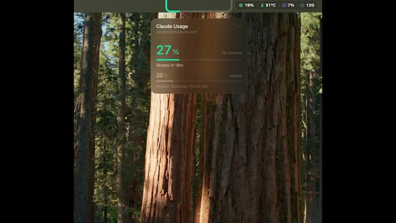 NotchClaude screenshot 1 (video preview)