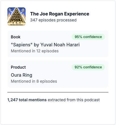 Podme.ai - catch podcast bahsediyor - Herhangi bir podcast'te bahsedilen her kitap ve ürünü çıkarın medya 2