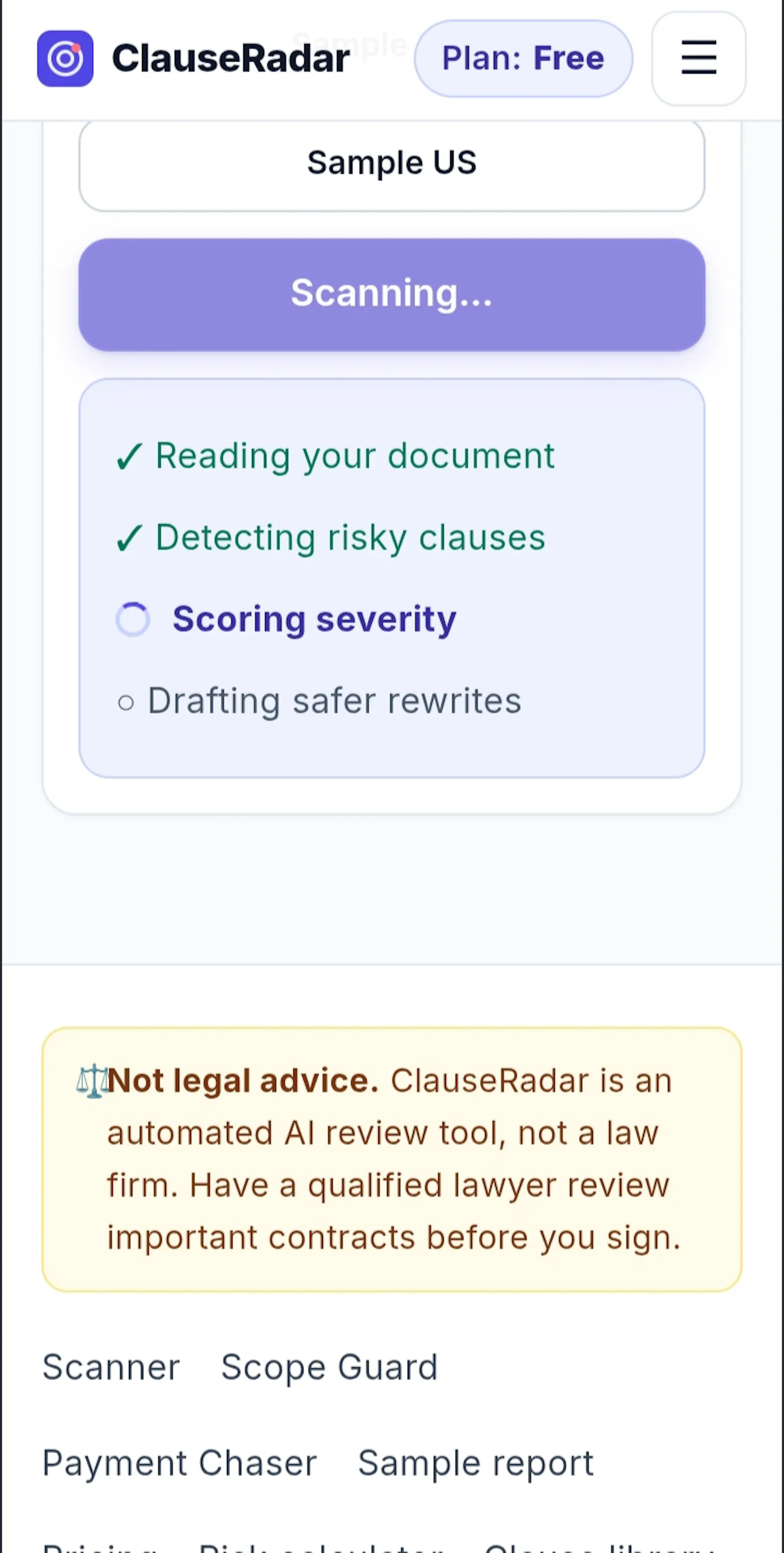 ClauseRadar screenshot 2