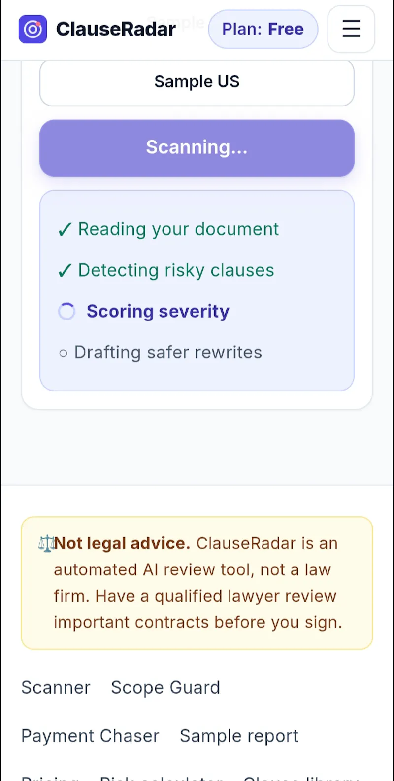 ClauseRadar screenshot 2