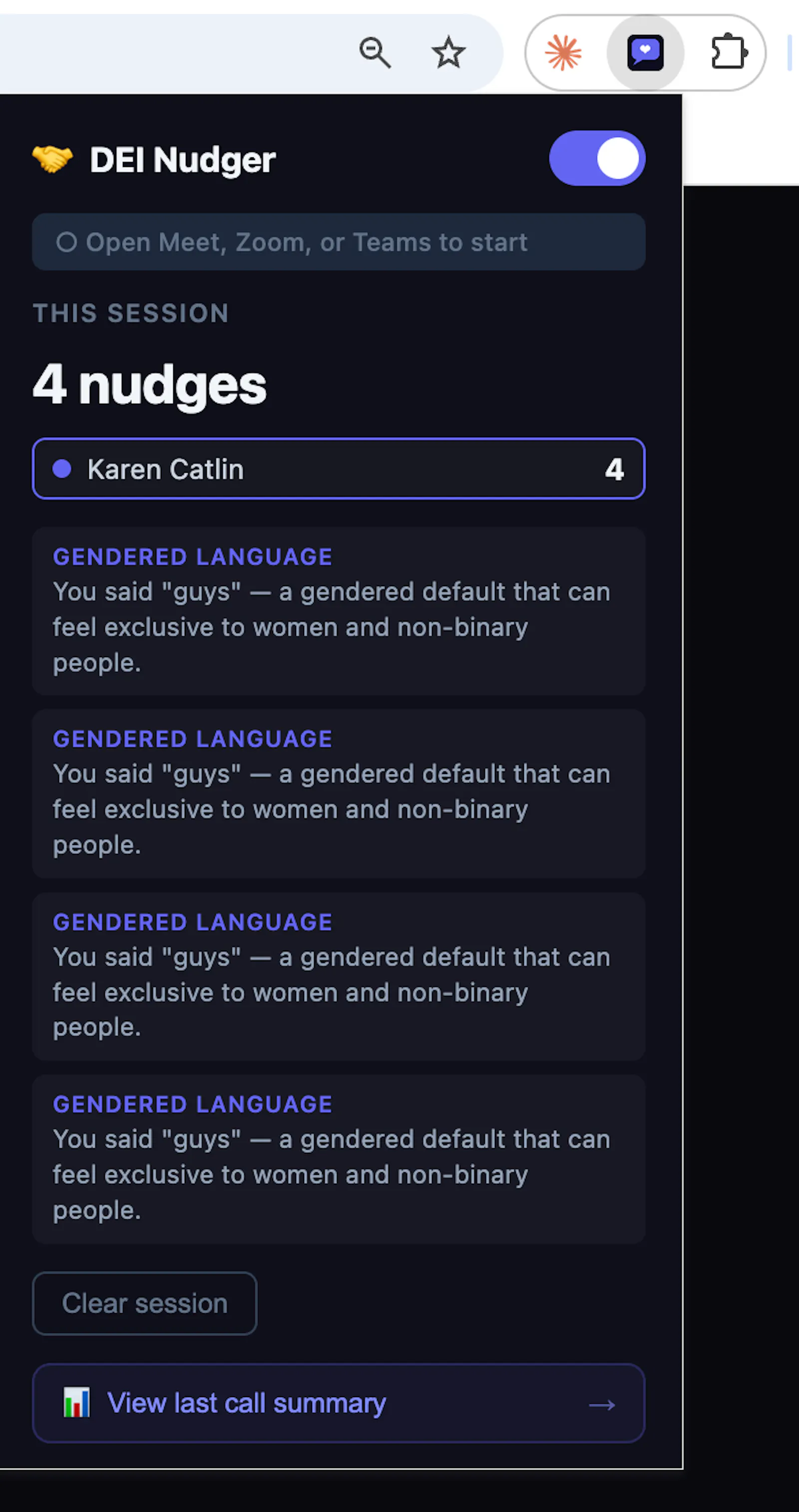DEI Nudger screenshot 2
