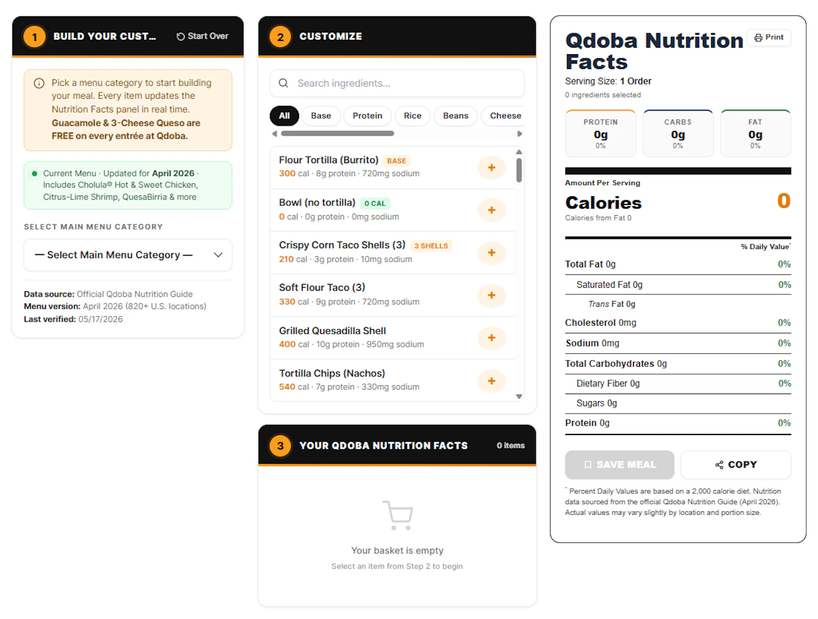 qdobanutritioncalculators.com screenshot 1