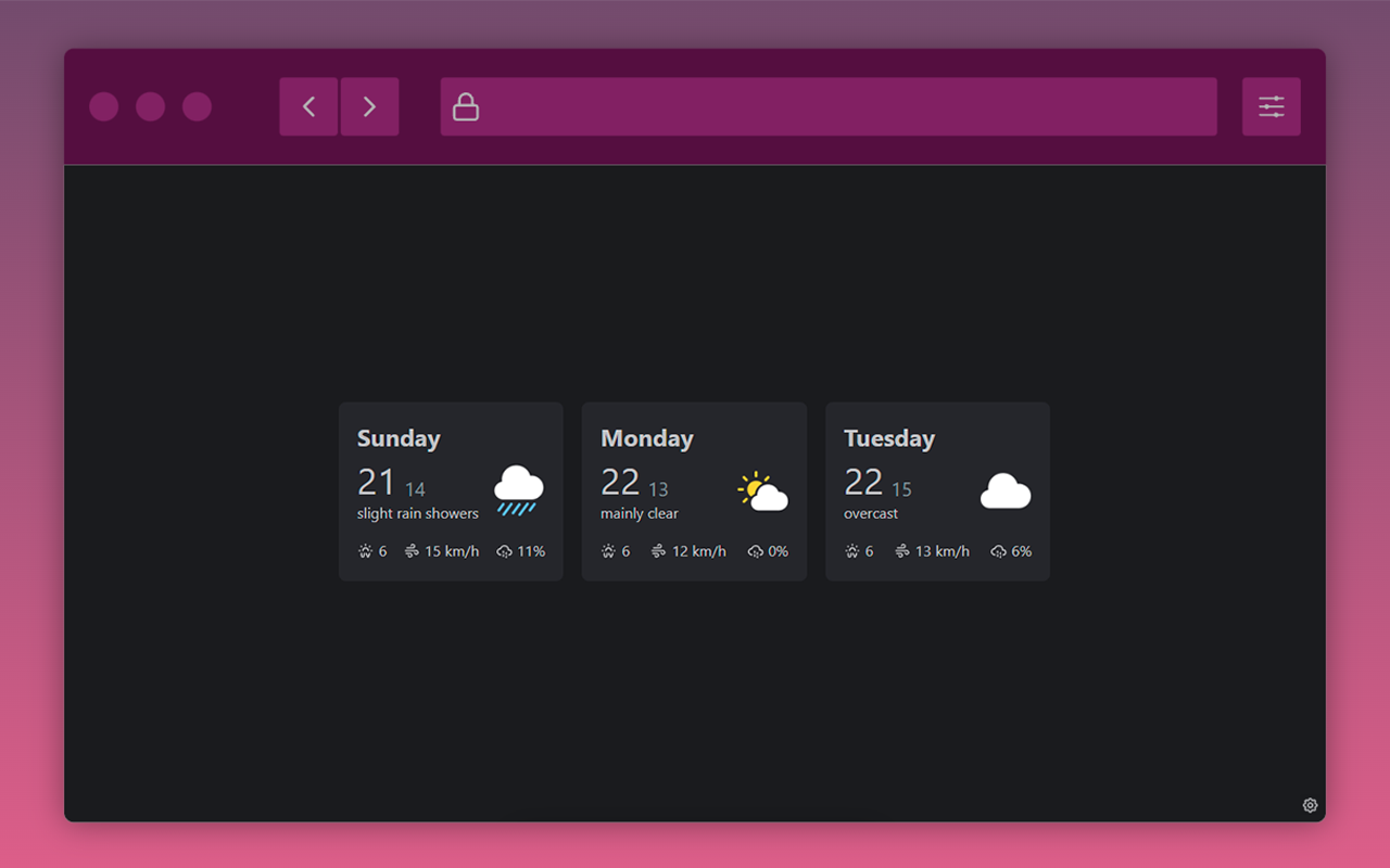 startuptile Weather Please-Clean new tab replacement for browsers with weather info.