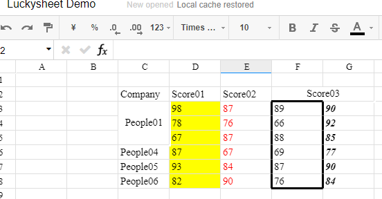 Online spreadsheet -- Luckysheet gallery image