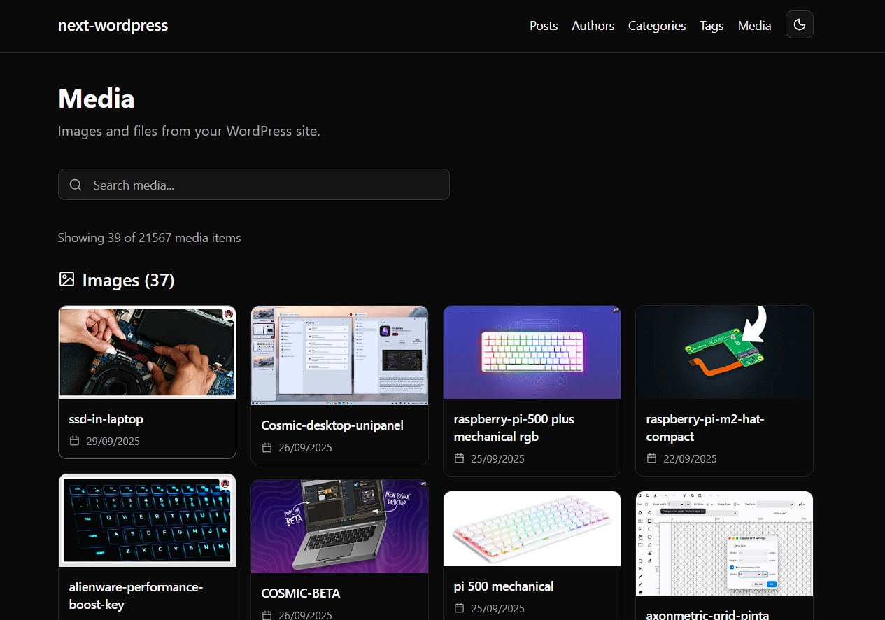 Média Starter WordPress sans tête Nextjs - Contenu WordPress, Suivant.js Speed 4