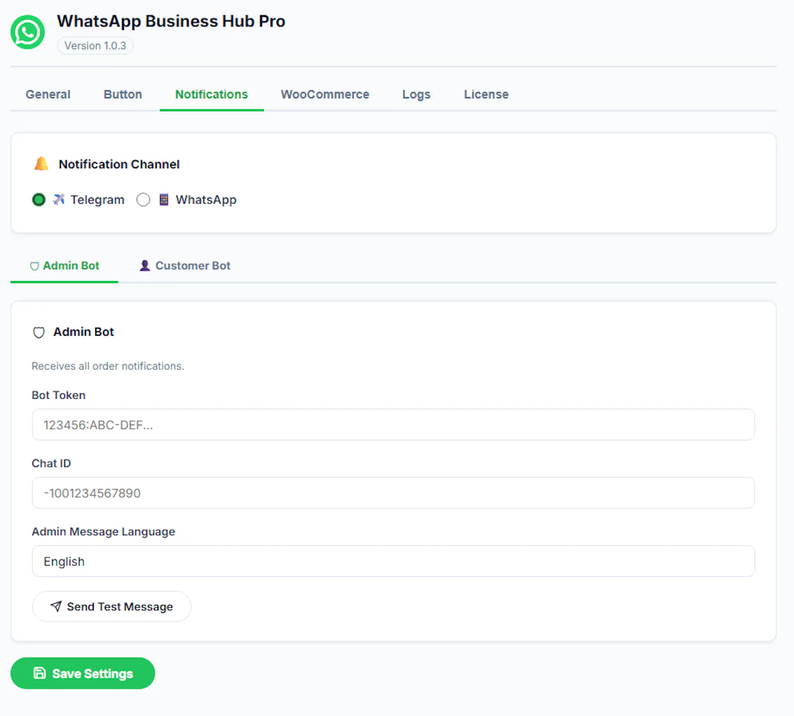 WooCommerce WhatsApp & Telegram Hub screenshot 3