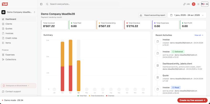 To Bill — Swiss Billing Software screenshot 1