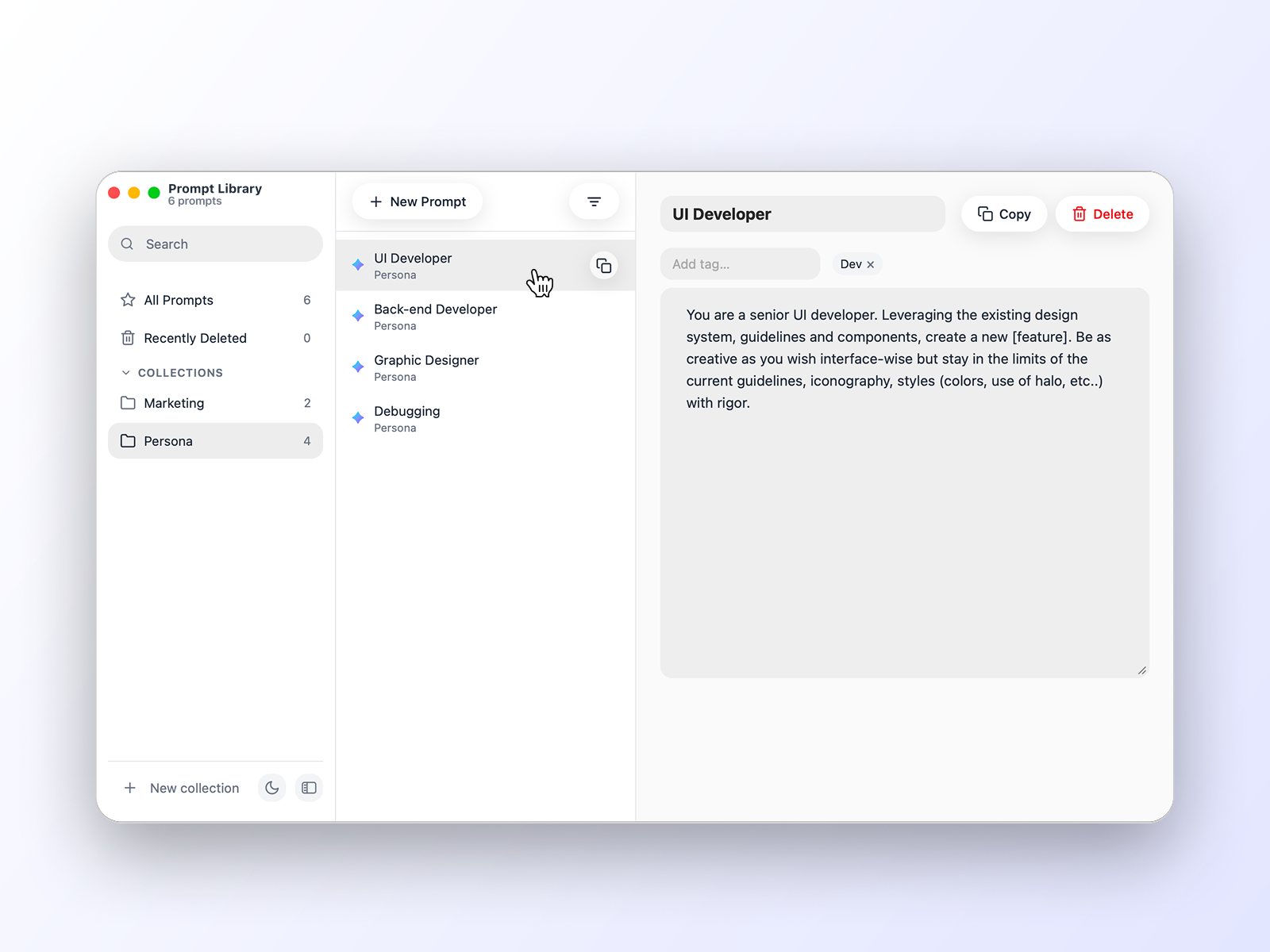 Prompt Library - Screenshot 3 showing product features and functionality
