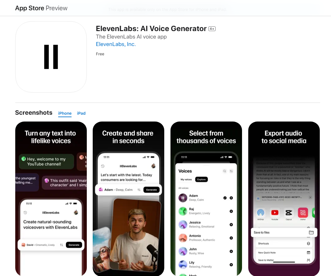ElevenLabs app for iOS and Android media 2