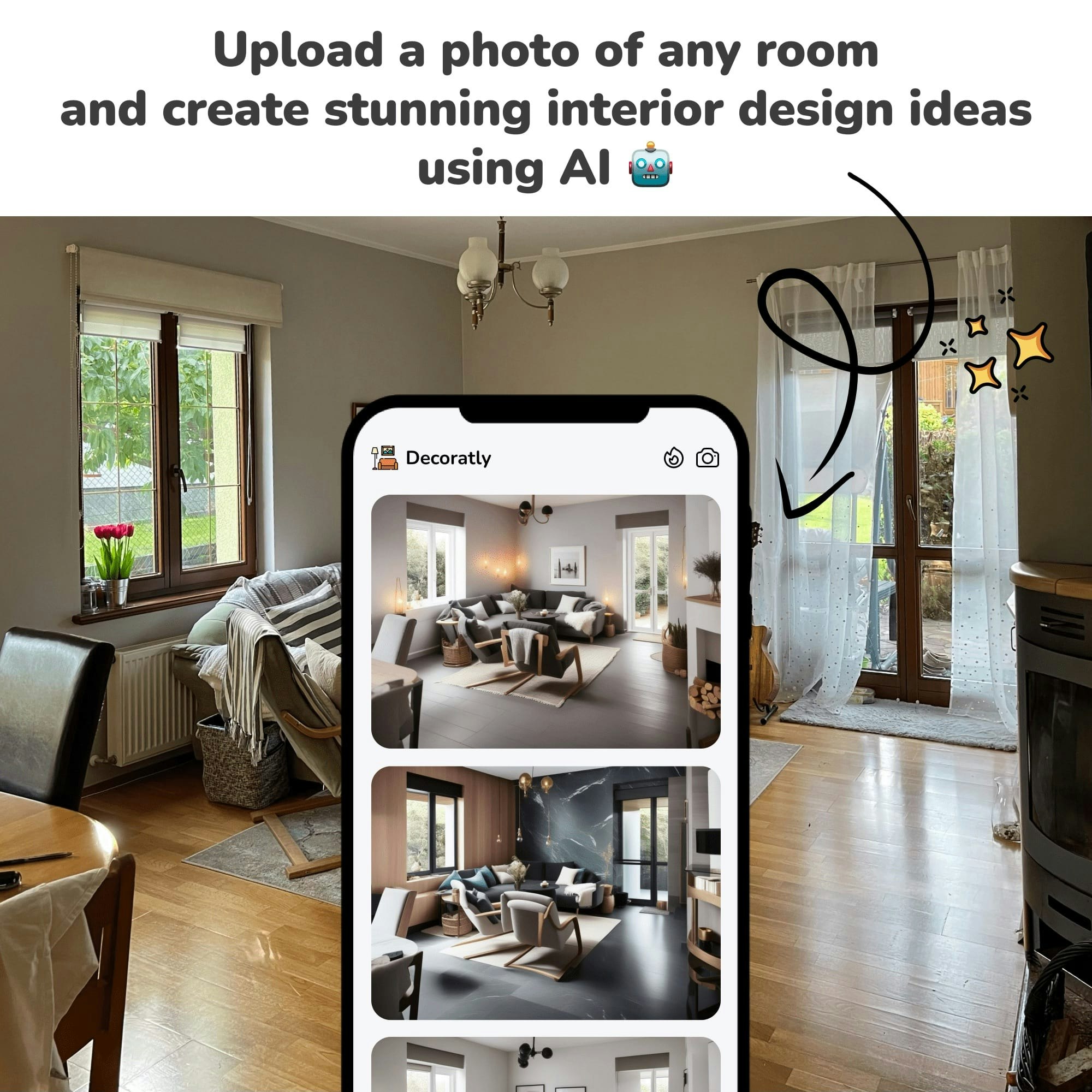 وسائط تحويل الصور إلى أفكار التصميم الداخلي - قم بتحميل صورة لأي غرفة وتحويلها إلى نمط جديد 2