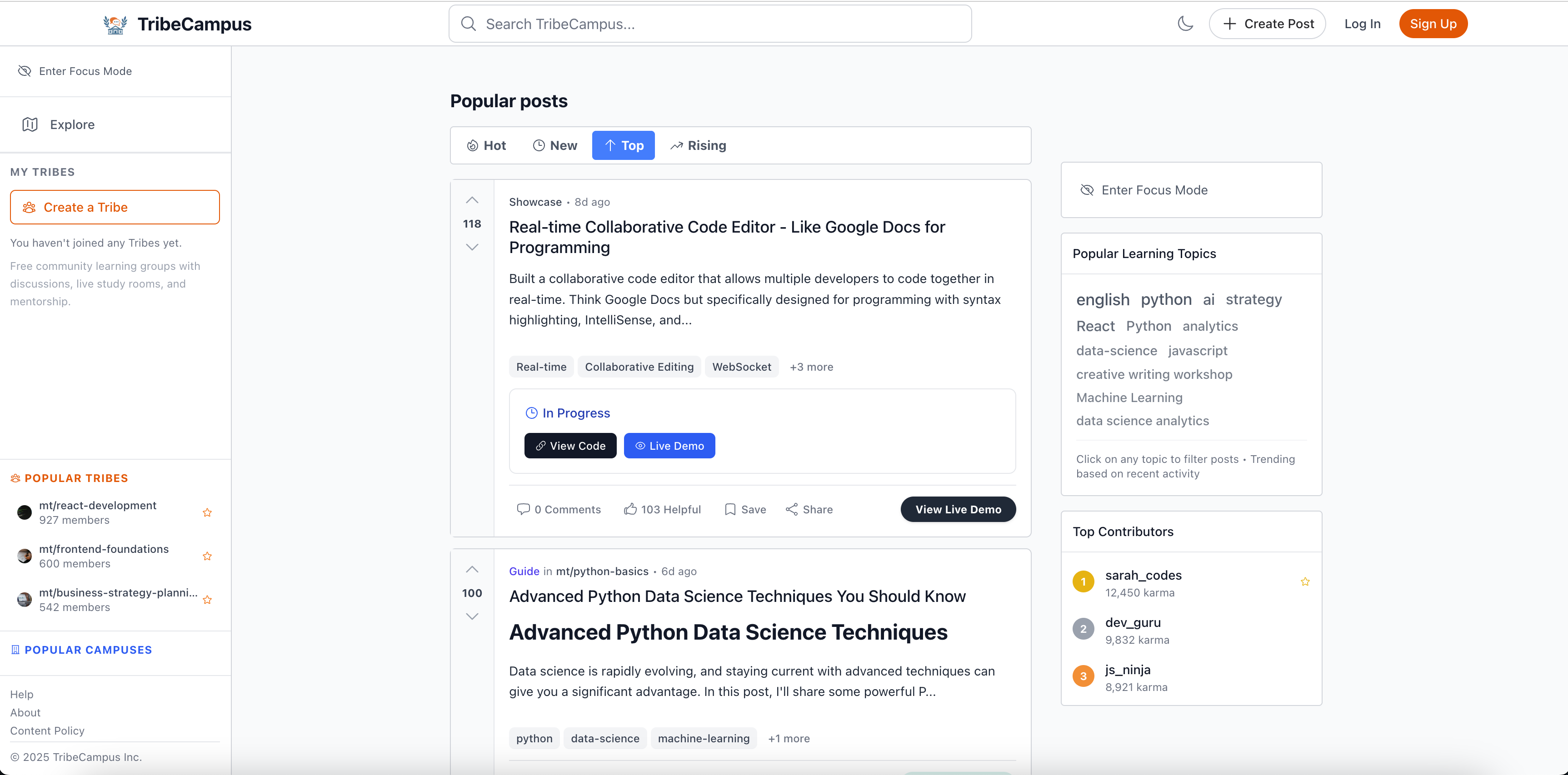 Tribecampus - Een sociaal leerplatform geïnspireerd door Reddit media 3
