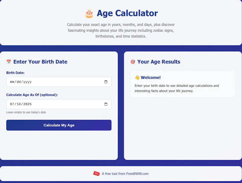 Age Calculator by FreeWWW screenshot 1