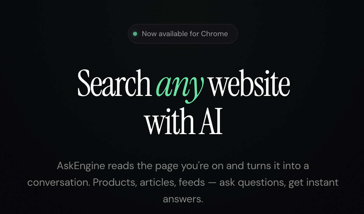 AskEngine - Main product screenshot demonstrating key features and user interface
