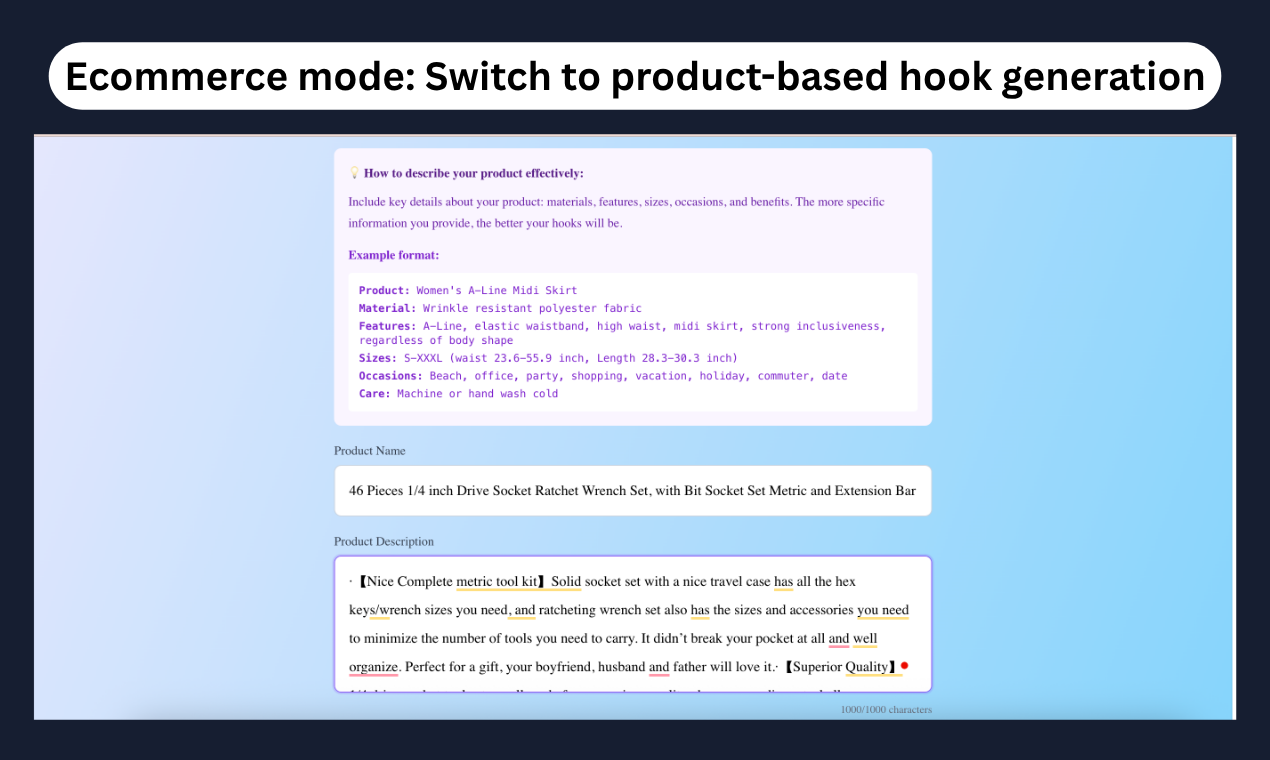 HookStack - AI-powered Hooks for Content Creators and Social Sellers media 4