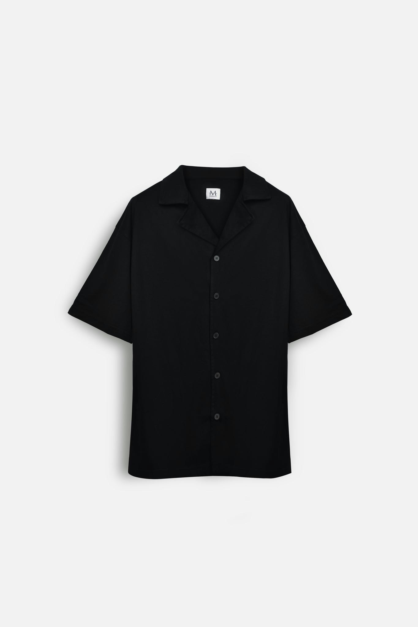 Relaxed Fit Cuban Collar Shirt Black