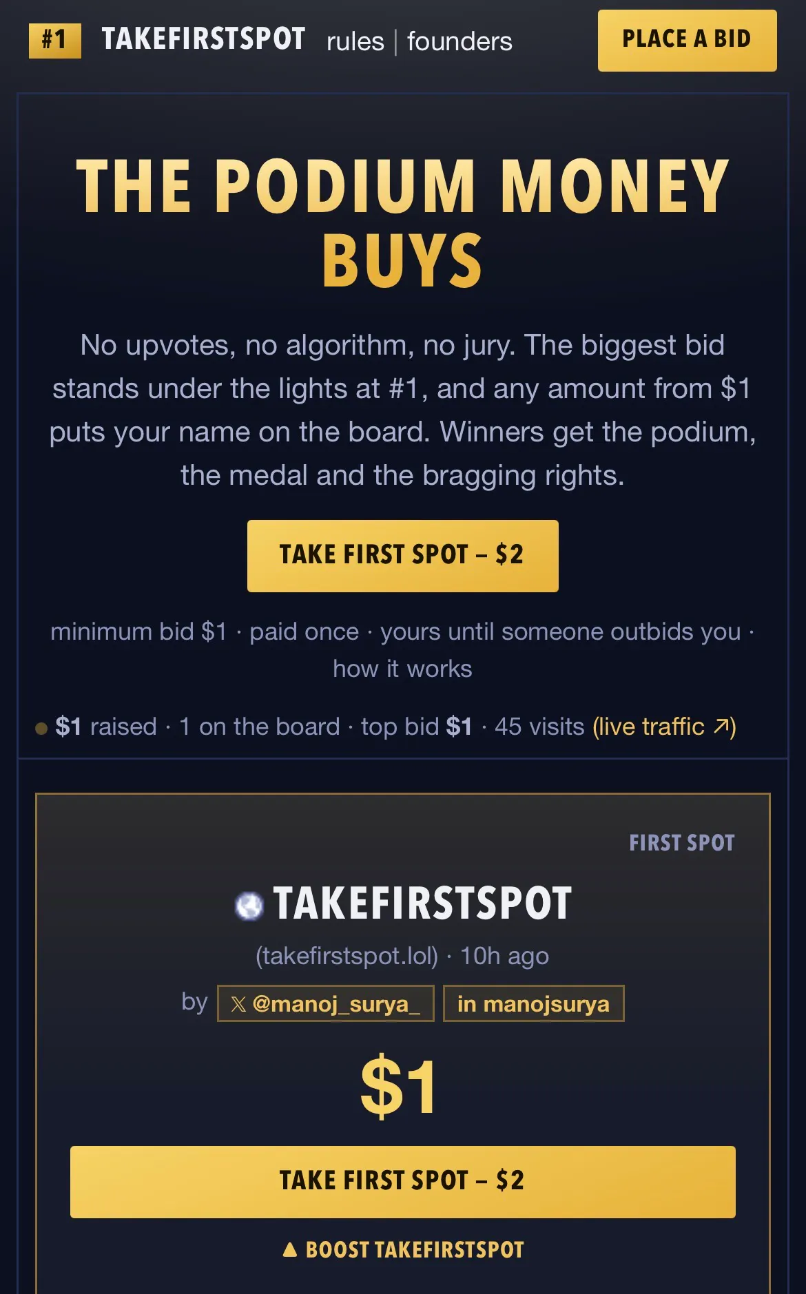 Take First Spot