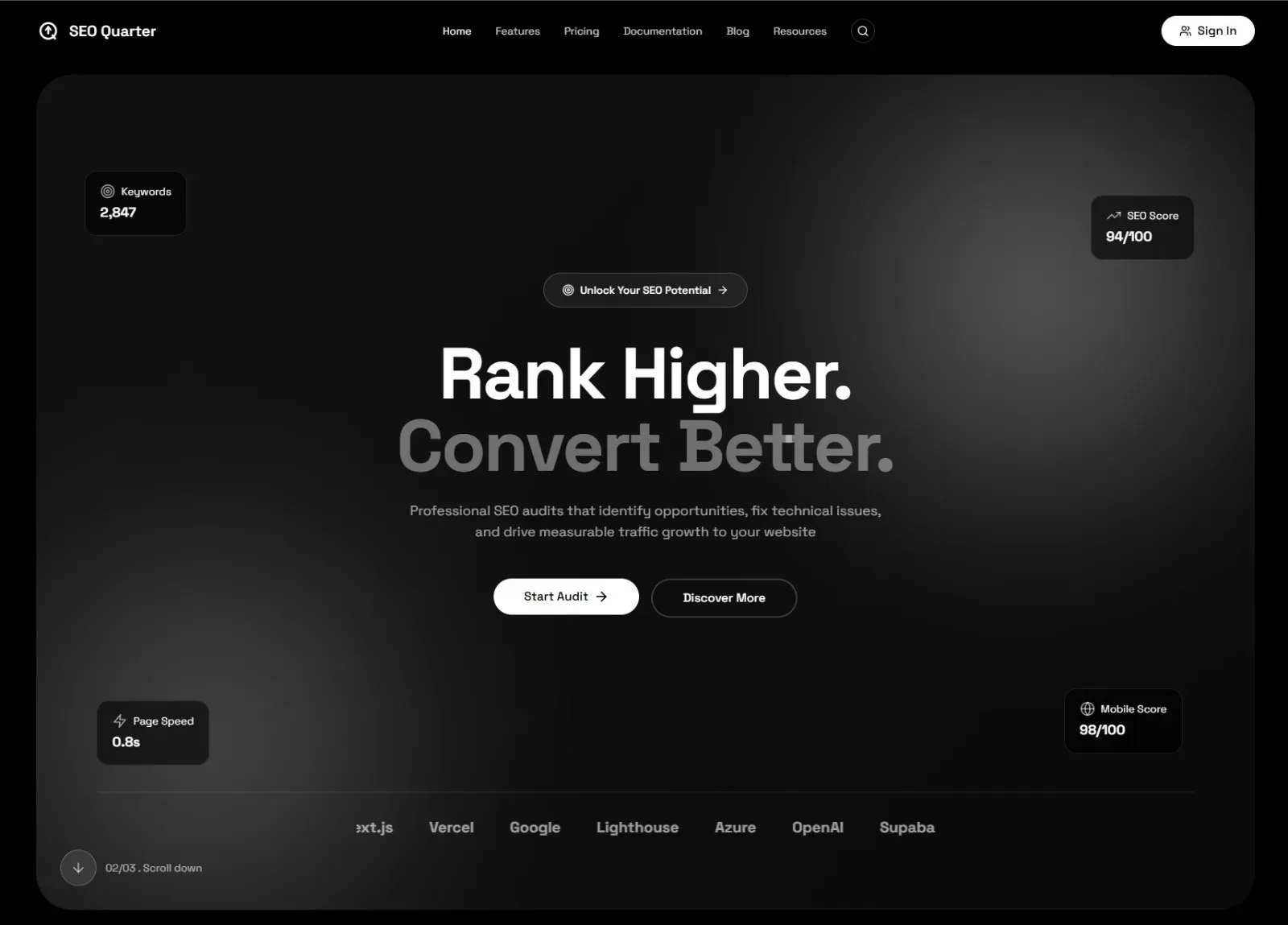 SEO Quarter - Main product screenshot demonstrating key features and user interface