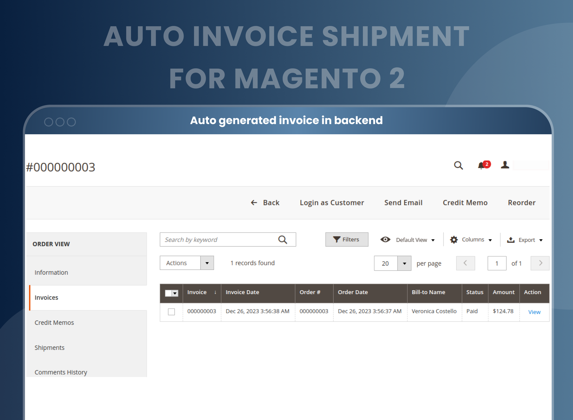 وسائط Magento 2 شحنة فاتورة السيارات 1