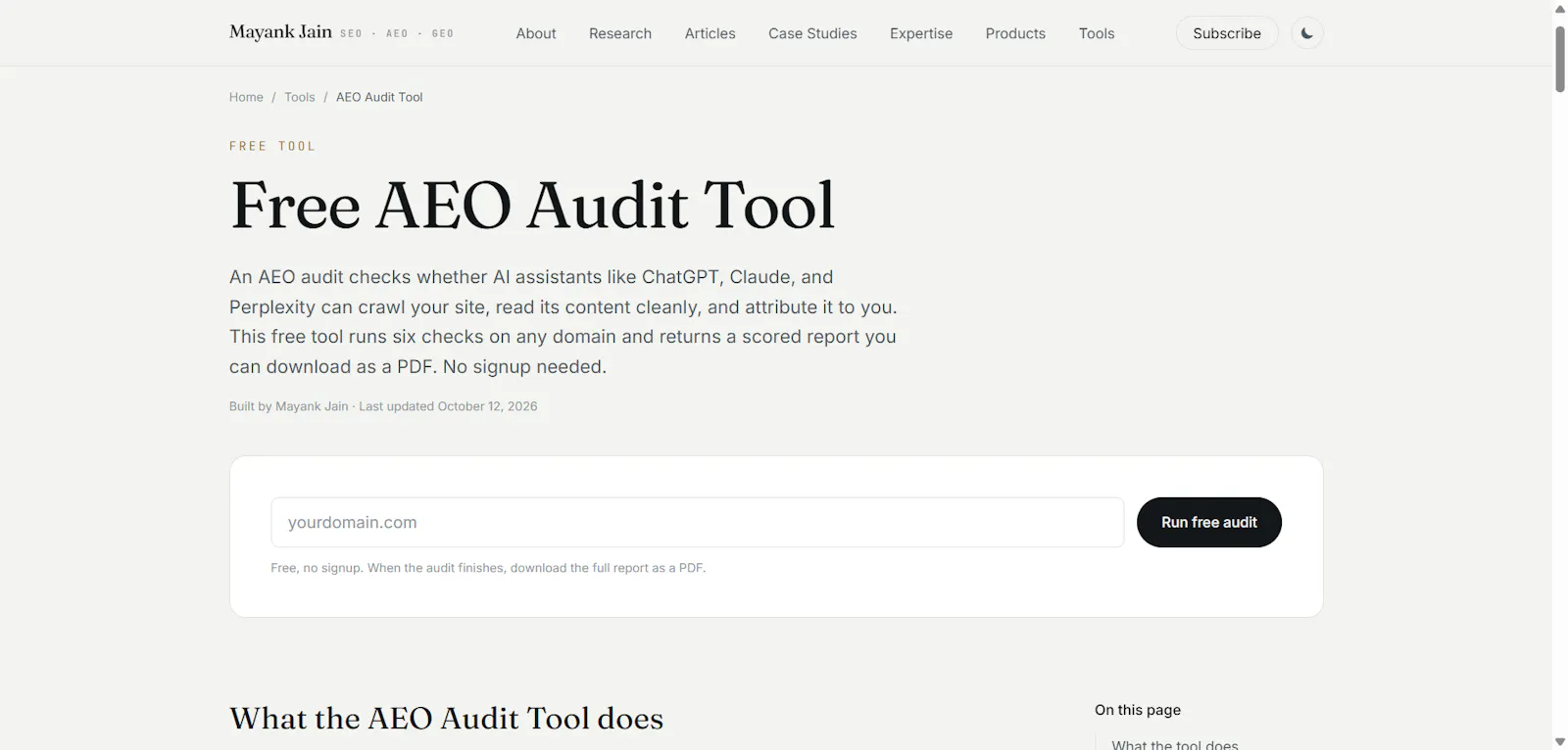 AEO Audit Tool screenshot 2