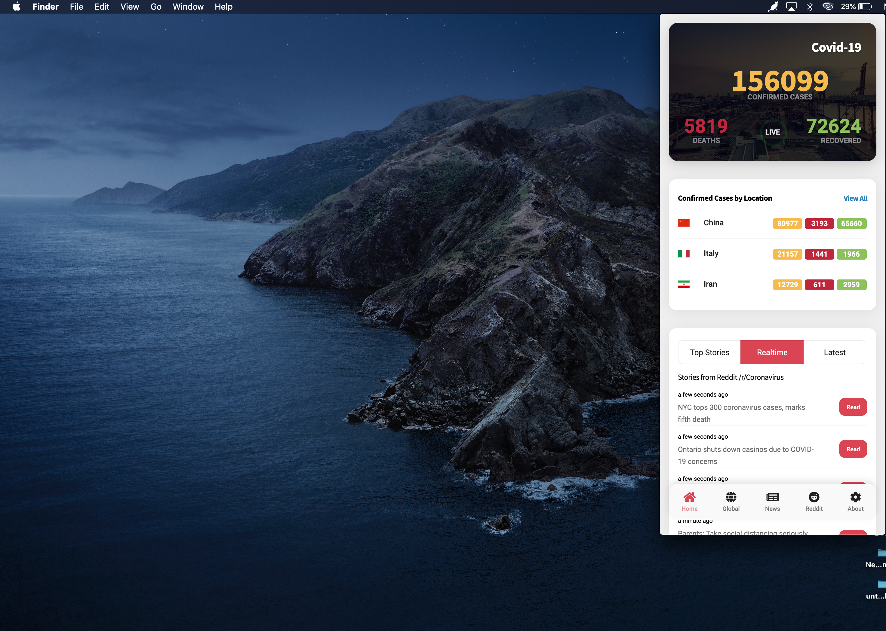 TrackCovid19 - Mac Menubar App gallery image