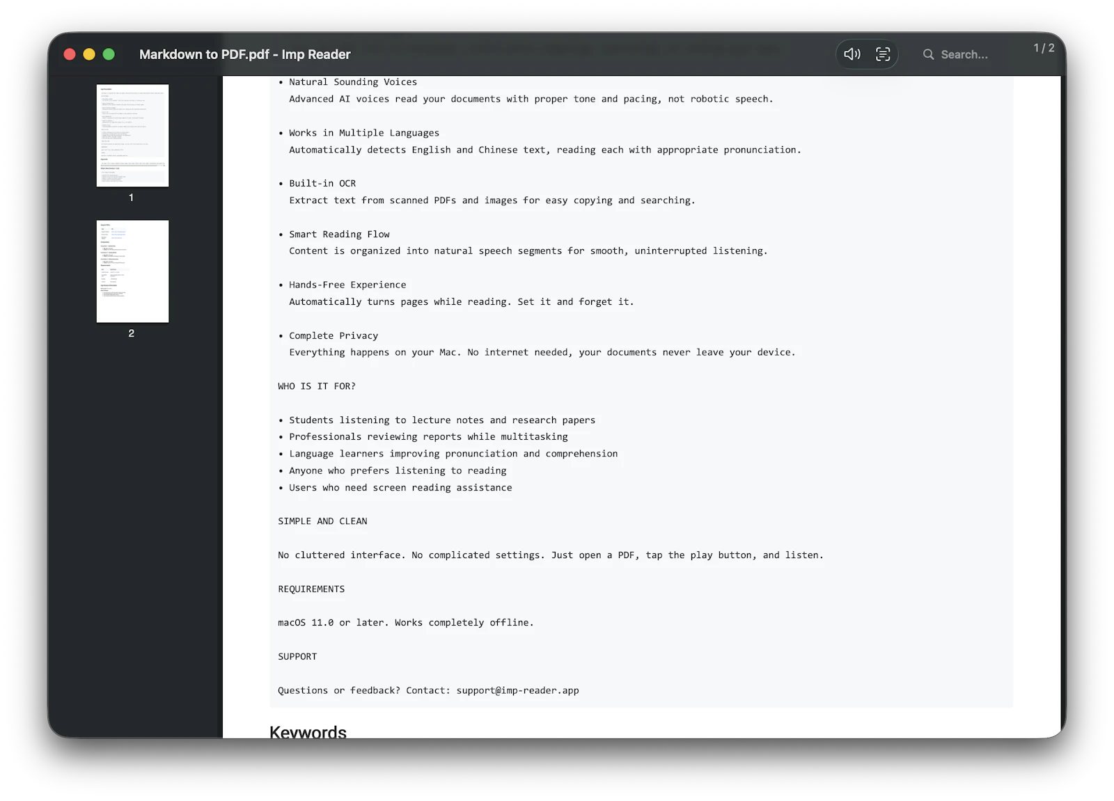 Imp Reader screenshot 2