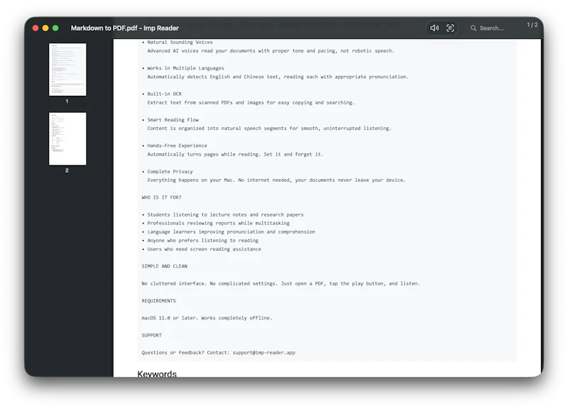 Imp Reader screenshot 2