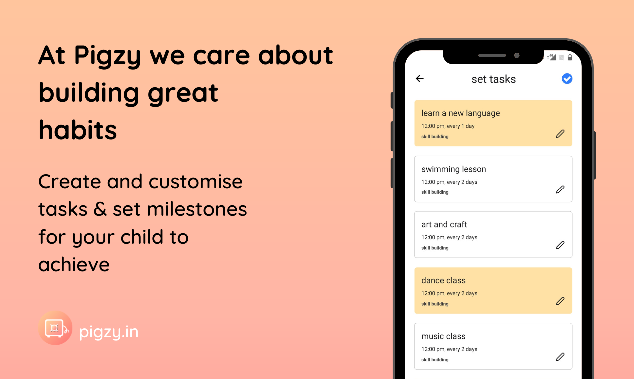 Pigzy - Tired of your child always being on screen? Try Tasks! media 4