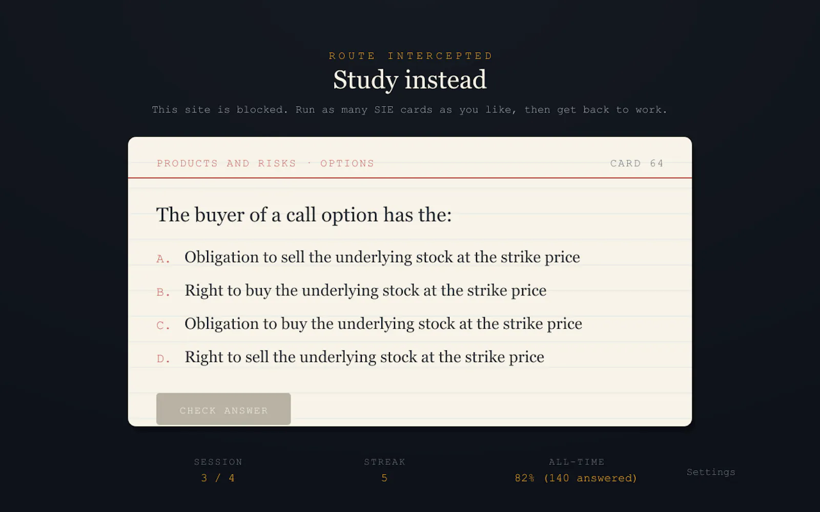 SIE Study Blocker screenshot 3