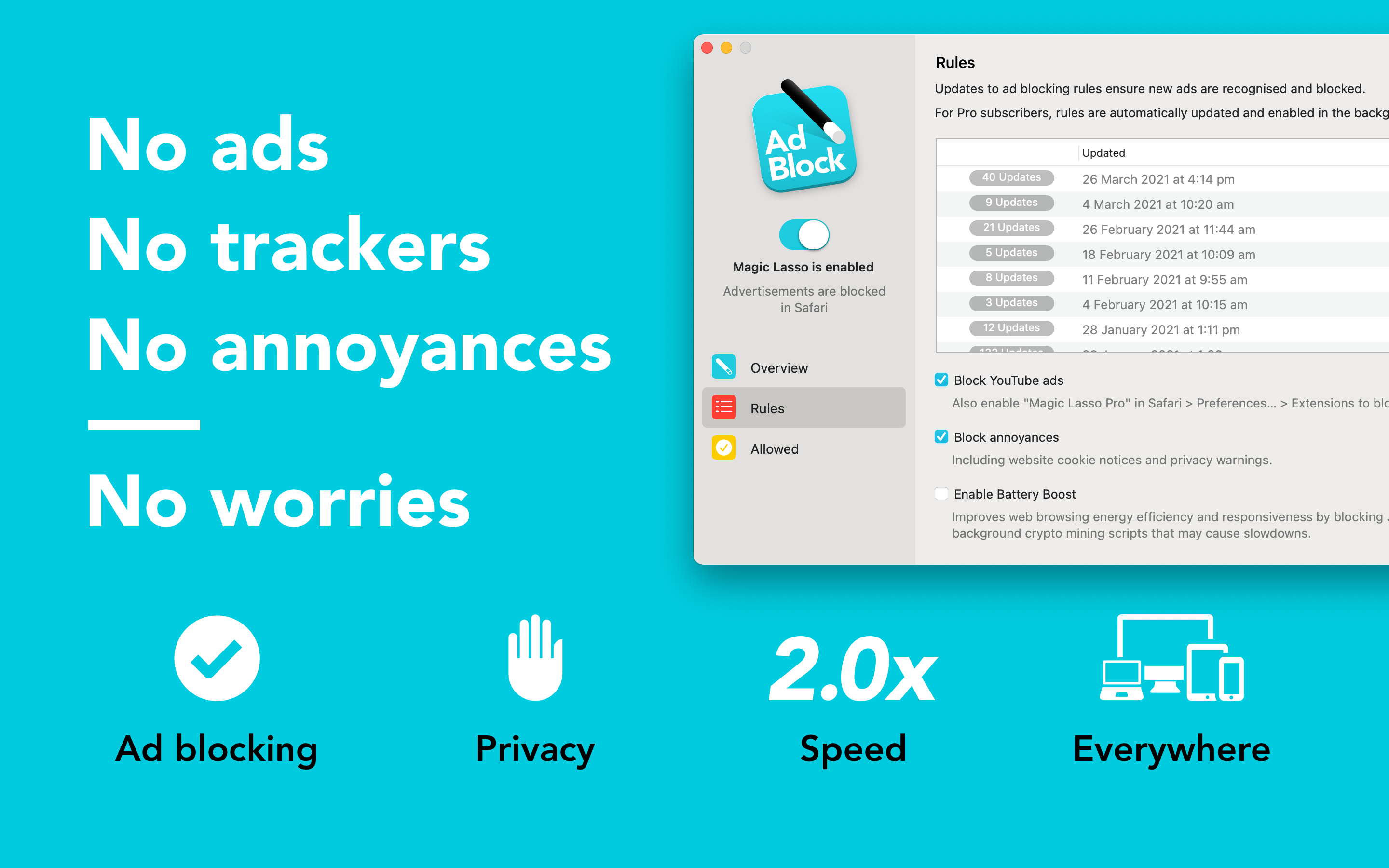 Magic Lasso AdBlock 4.0 - Bloqueador de anuncios rápido y eficiente para iPhone, iPad y Mac media 1